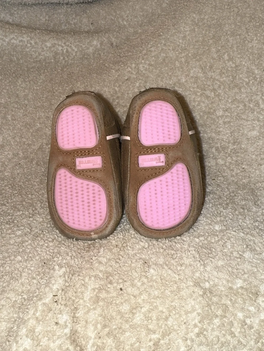 Twisted Brown and Pink Embroidered Slip-On Baby Boots